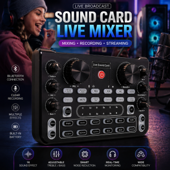 Gambar produk ZUNATE Mixer Audio External Sound Card Live Bluetooth 16 Effect - S6
