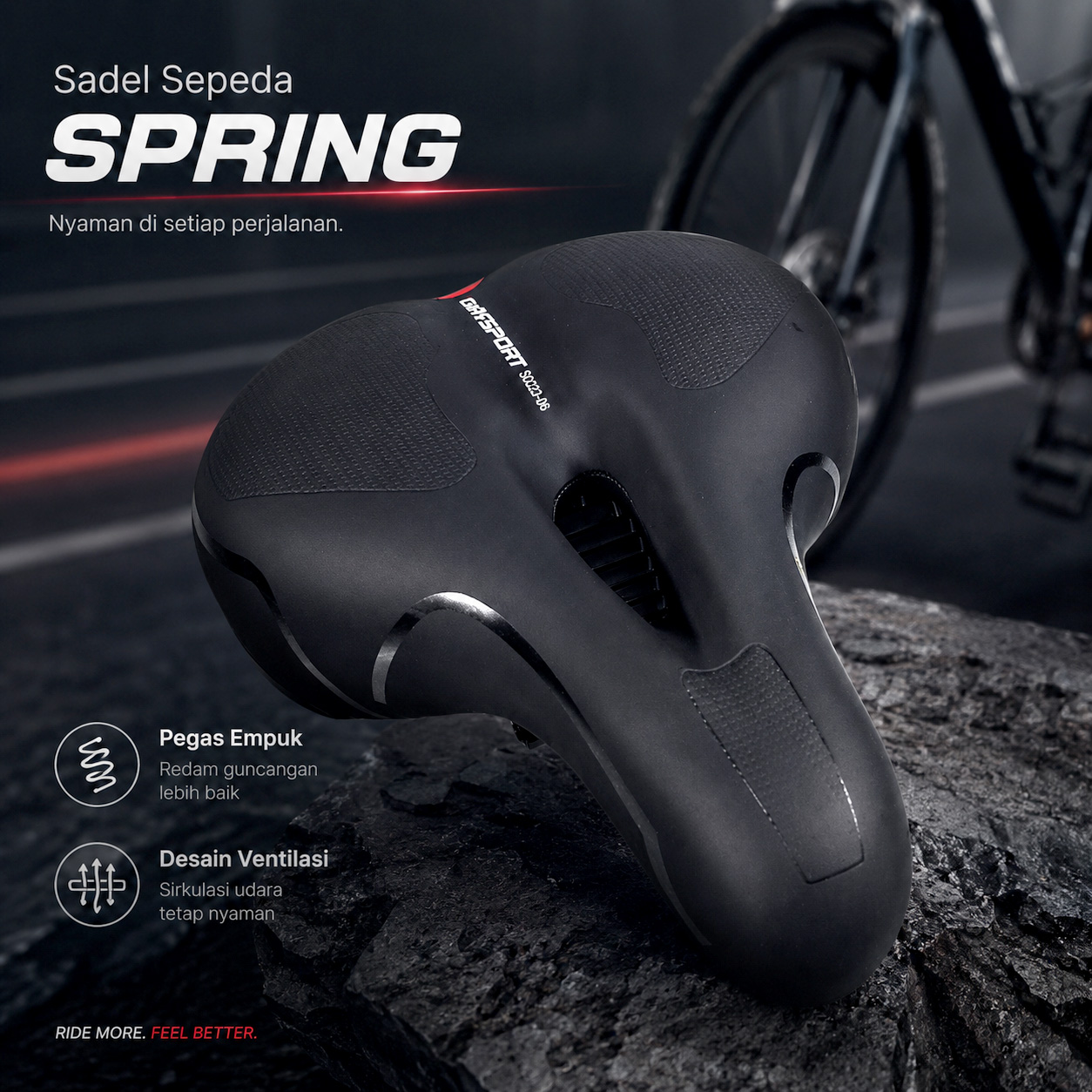 TaffSPORT Sadel Sepeda Mountain Bike Saddle Leather Spring - SX223-06 Gambar produk TaffSPORT Sadel Sepeda Mountain Bike Saddle Leather Spring - SX223-06 - Utama