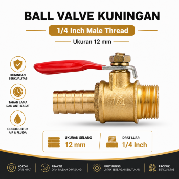 Gambar produk MAXLA Ball Valve Kuningan Stop Kran Air Male Thread 1/4 Inch - DN30
