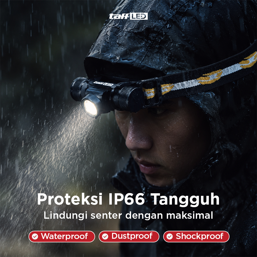TaffLED Senter Kepala Headlamp LED IP66 800 Lumens - HP50 Gambar produk TaffLED Senter Kepala Headlamp LED IP66 800 Lumens - HP50 - 4