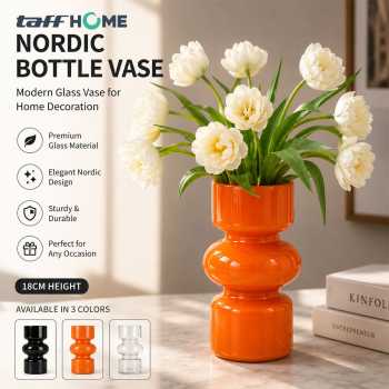 TaffHOME Vas Bunga Kaca Nordic Bottle Vase Flower Pot Home Decor 18cm - AM-18