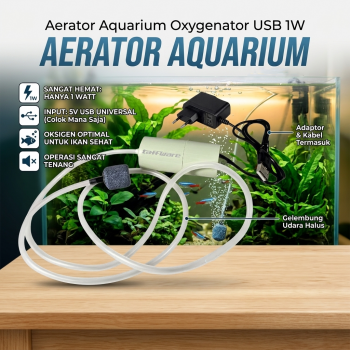 Taffware Aerator Aquarium Fish Tank Oxygenator USB 1W - AB479