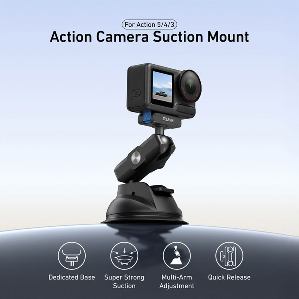 TELESIN Suction Cup Car Holder Action Camera for DJI Osmo Action 3/4/5 - S3-SUS-05-TDJ Gambar produk TELESIN Suction Cup Car Holder Action Camera for DJI Osmo Action 3/4/5 - S3-SUS-05-TDJ - Utama