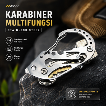 Gambar produk EDC Karabiner Outdoor Multifunction Gantungan Kunci Stainless Steel - AT7700