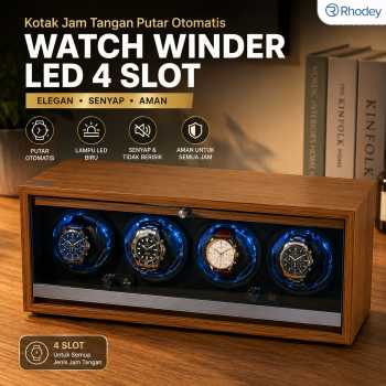 Rhodey Kotak Jam Tangan Putar Otomatis Watch Winder LED 4 Slot - SKW164-B