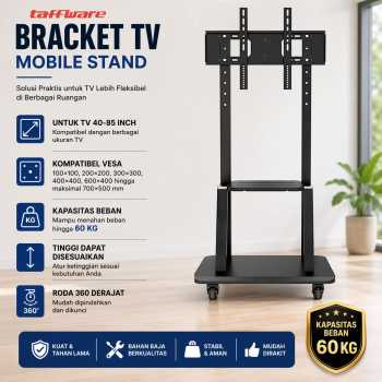 Taffware Bracket TV Floor Stand Wheel VESA 100x100 for 40-85 Inch TV - 1750