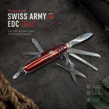 Gambar produk KNIFEZER Pisau Lipat Swiss Army Pocket Knife EDC Multifungsi 11in1 - A3011