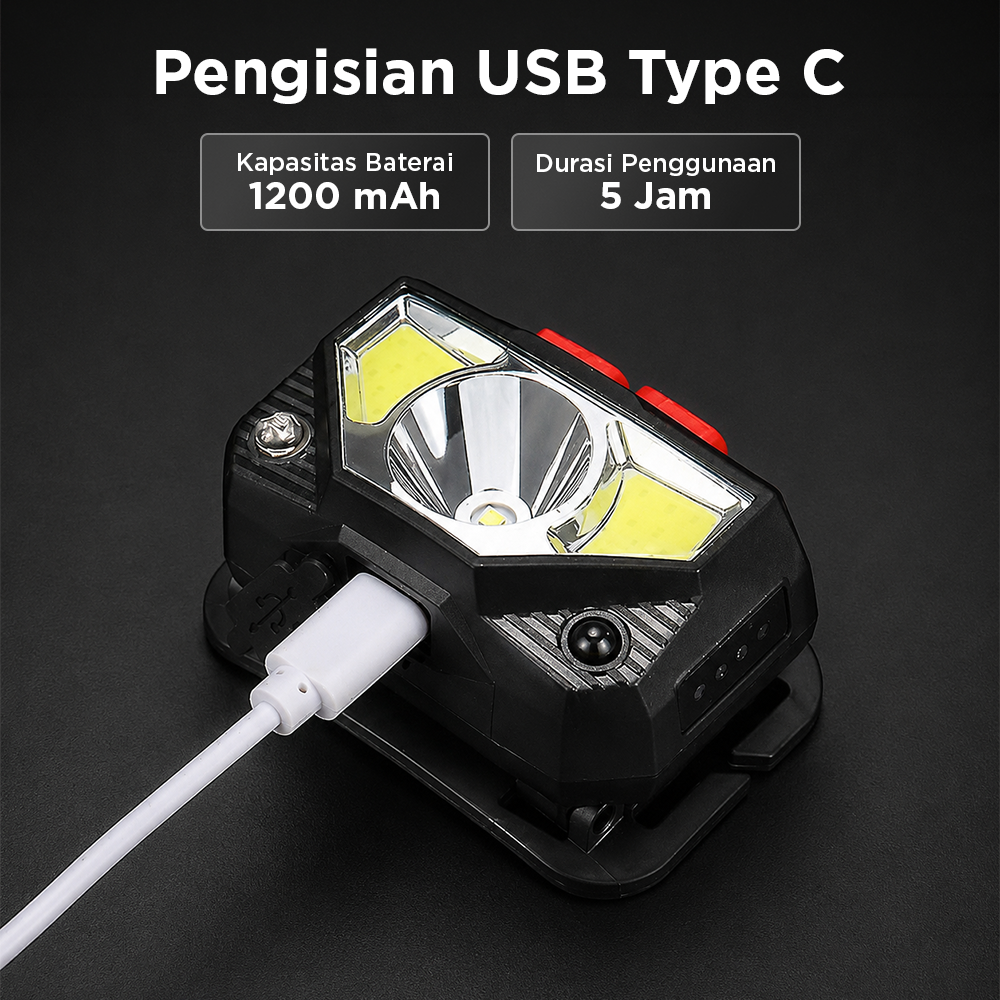 HOSPORT Senter Kepala Headlamp LED Dual Light IPX45 800 Lumens 3W - HE50 Gambar produk HOSPORT Senter Kepala Headlamp LED Dual Light IPX45 800 Lumens 3W - HE50 - 6