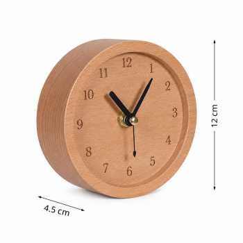 Gambar produk TaffHOME Jam Meja Kayu Bulat Alarm Analog Desk Clock Round Shape - TX605 - Kemasan