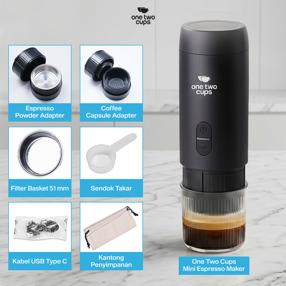 One Two Cups Portable Coffee Maker 2in1 20 Bar 1500mAh for Nespresso - HS9440-2S Gambar produk One Two Cups Portable Coffee Maker 2in1 20 Bar 1500mAh for Nespresso - HS9440-2S - 8