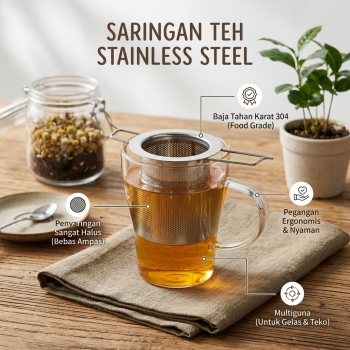 MEXQCH Saringan Teh Stainless Steel Reusable Filter Tea Strainer - JXI304