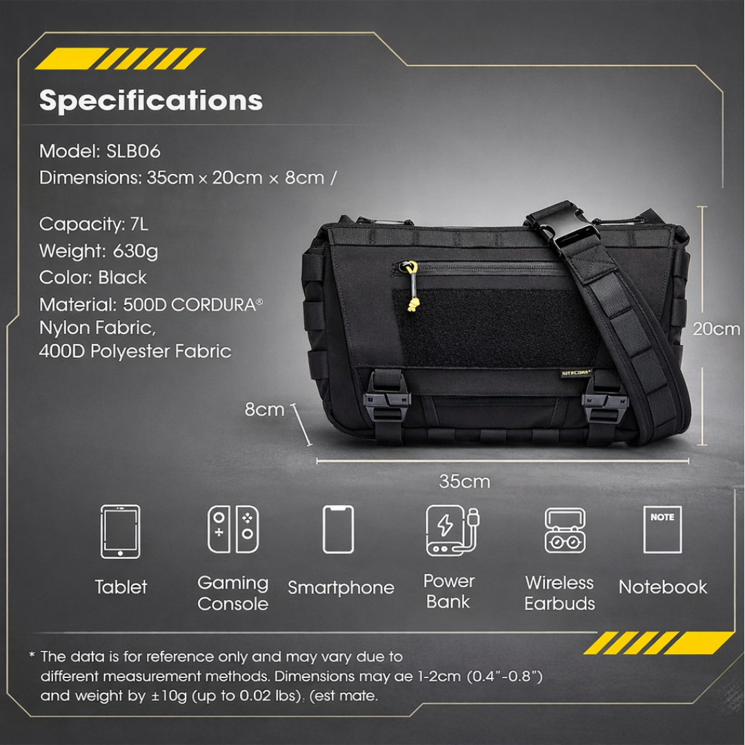 Gambar produk NITECORE Tas Selempang Sling Bag Tactical Modular Cordura 500D 7L - SLB06 - 6