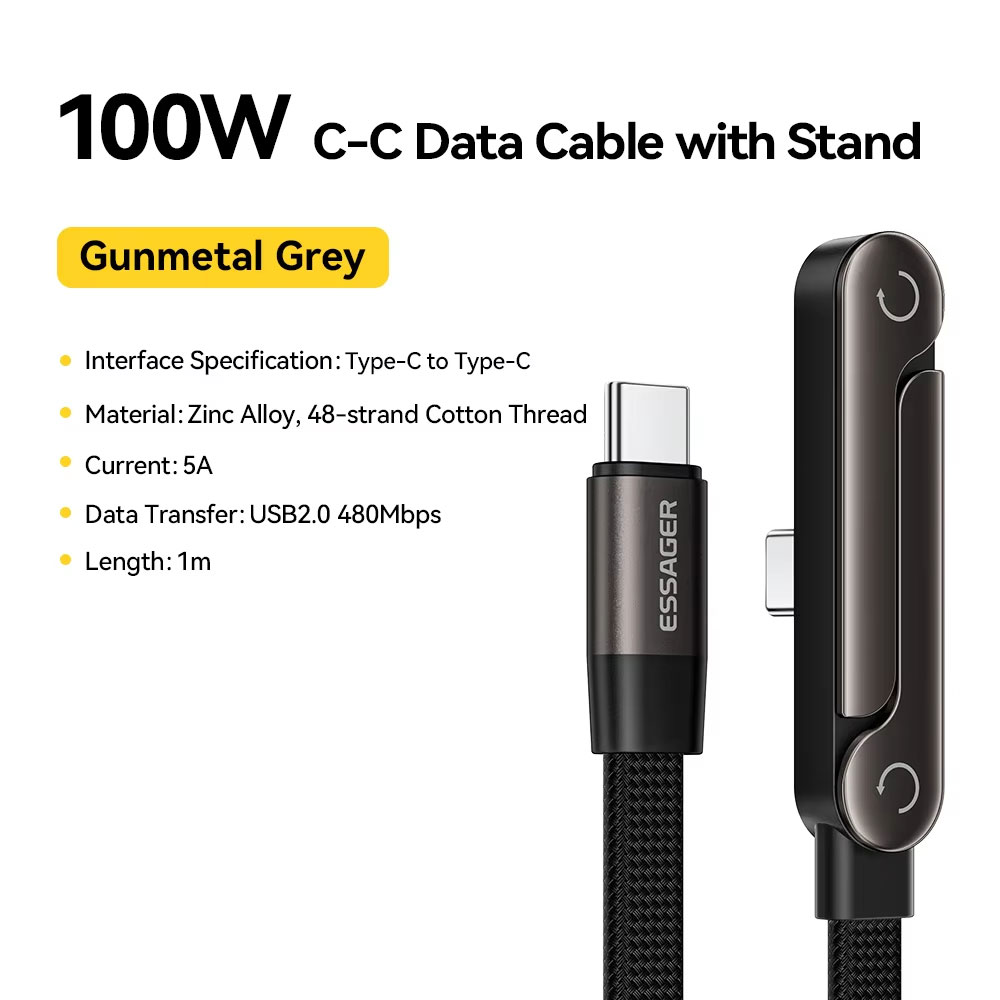 Gambar produk ESSAGER Kabel Data USB Type C to Type C Fast Charging 5A 100W 1M - ES-X78 - 1