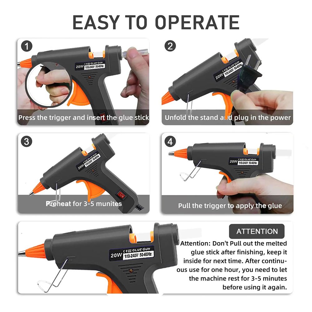 JOT Hot Melt Glue Gun Heating Tool Pistol Lem Tembak Panas 20W - QT-302 Gambar produk JOT Hot Melt Glue Gun Heating Tool Pistol Lem Tembak Panas 20W - QT-302 - 5