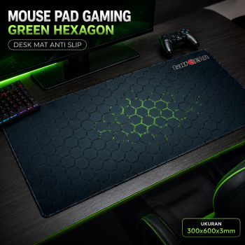 TaffGEAR Mouse Pad Gaming Green Hexagon Desk Mat Anti Slip - RO75