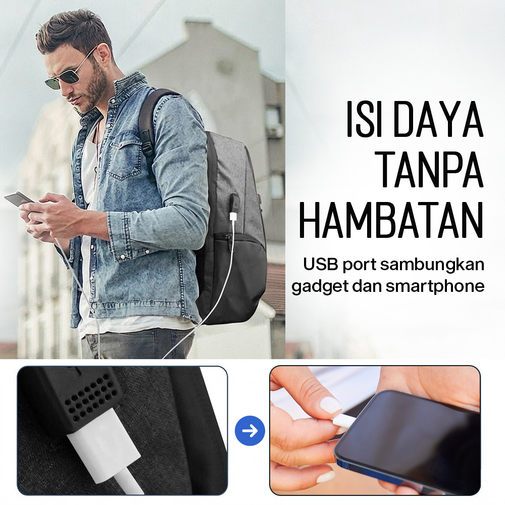 CEAVNI Tas Ransel Laptop Backpack 15.6 Inch with USB Charger Port - KC32 Gambar produk CEAVNI Tas Ransel Laptop Backpack 15.6 Inch with USB Charger Port - KC32 - 4
