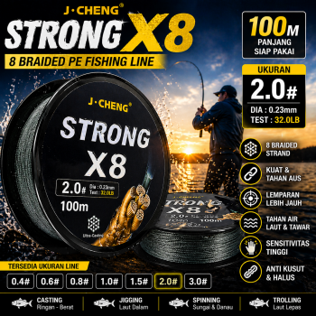 J-Cheng Senar Pancing PE 8 Braided Strand Fishing Line 100M - JC4188