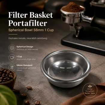 Dalinwell Filter Basket Portafilter Spherical Coffee Bowl 58mm 1 Cup - DWL-52P