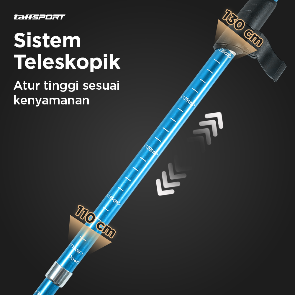 TaffSPORT Tongkat Hiking Lipat Trekking Pole Aluminium Alloy 130cm - TF13 Gambar produk TaffSPORT Tongkat Hiking Lipat Trekking Pole Aluminium Alloy 130cm - TF13 - 2