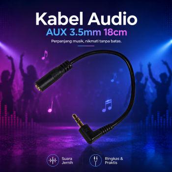 Gambar produk OLLIVAN Kabel Audio AUX 3.5mm 4Pole to 3Pole 18cm - AV119