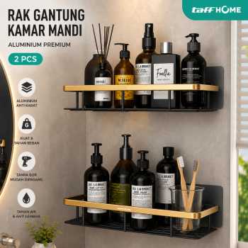 TaffHOME Rak Gantung Kamar Mandi Organizer Rack Aluminium 2 PCS - SHR241