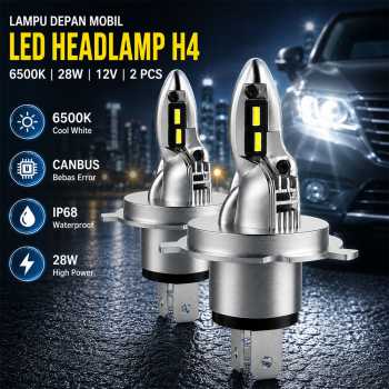 Asasytal Lampu Depan Mobil LED Headlamp H4 CSP 6500K 28W 12V 2 PCS - V6