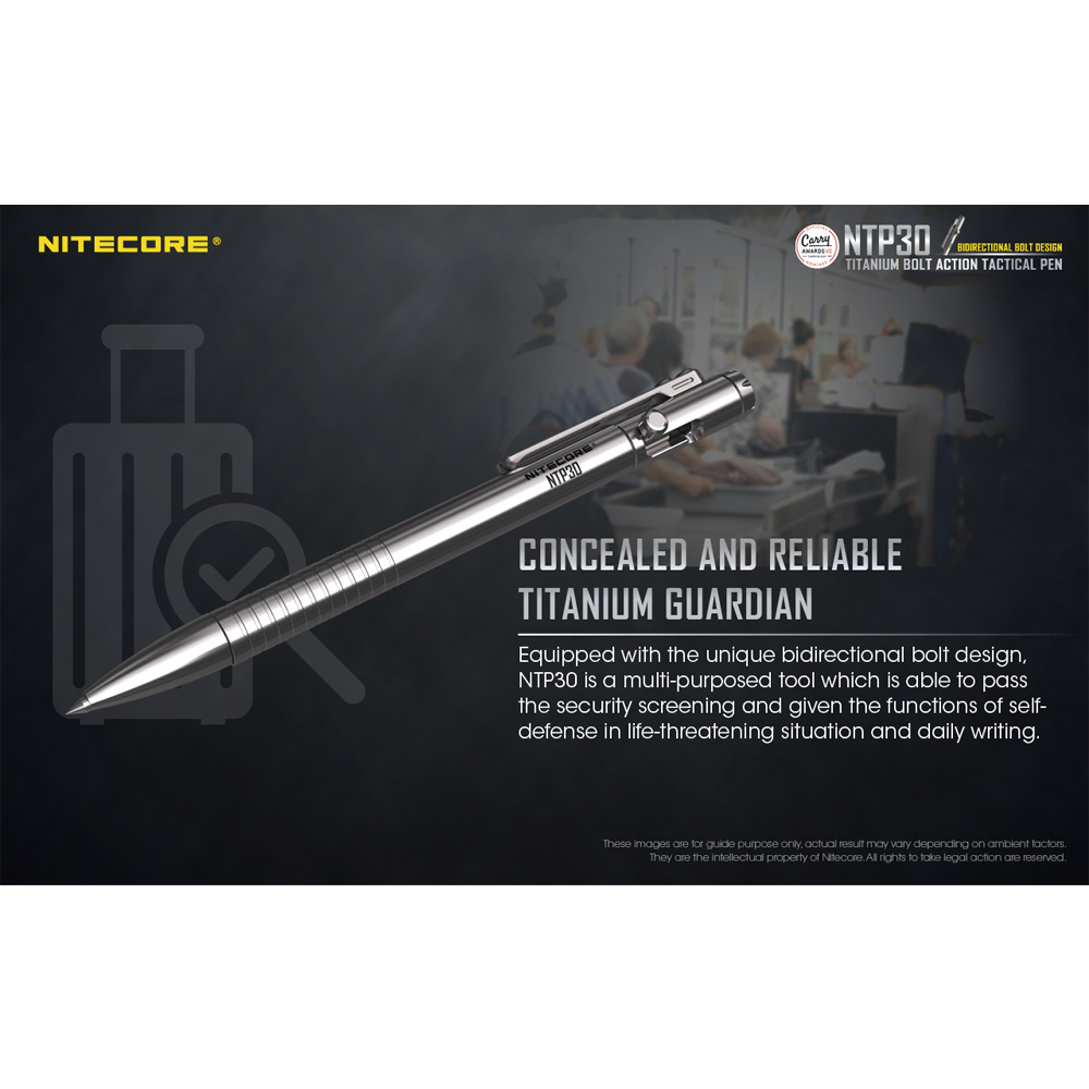 Gambar produk NITECORE Pulpen Tactical EDC Pen TC4 Titanium Glass Breaker 0.7mm - NTP30 - 4