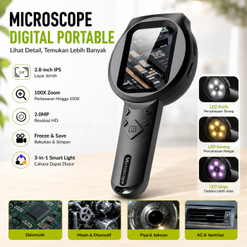 Taffware Mikroskop Digital Portable 100x IPS 2.8 Inch 2MP 500mAh - T54