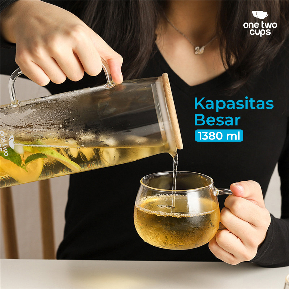 One Two Cups Teko Pitcher Kaca Tahan Panas Api Water Jug 1.38L - YS-6337 Gambar produk One Two Cups Teko Pitcher Kaca Tahan Panas Api Water Jug 1.38L - YS-6337 - 3