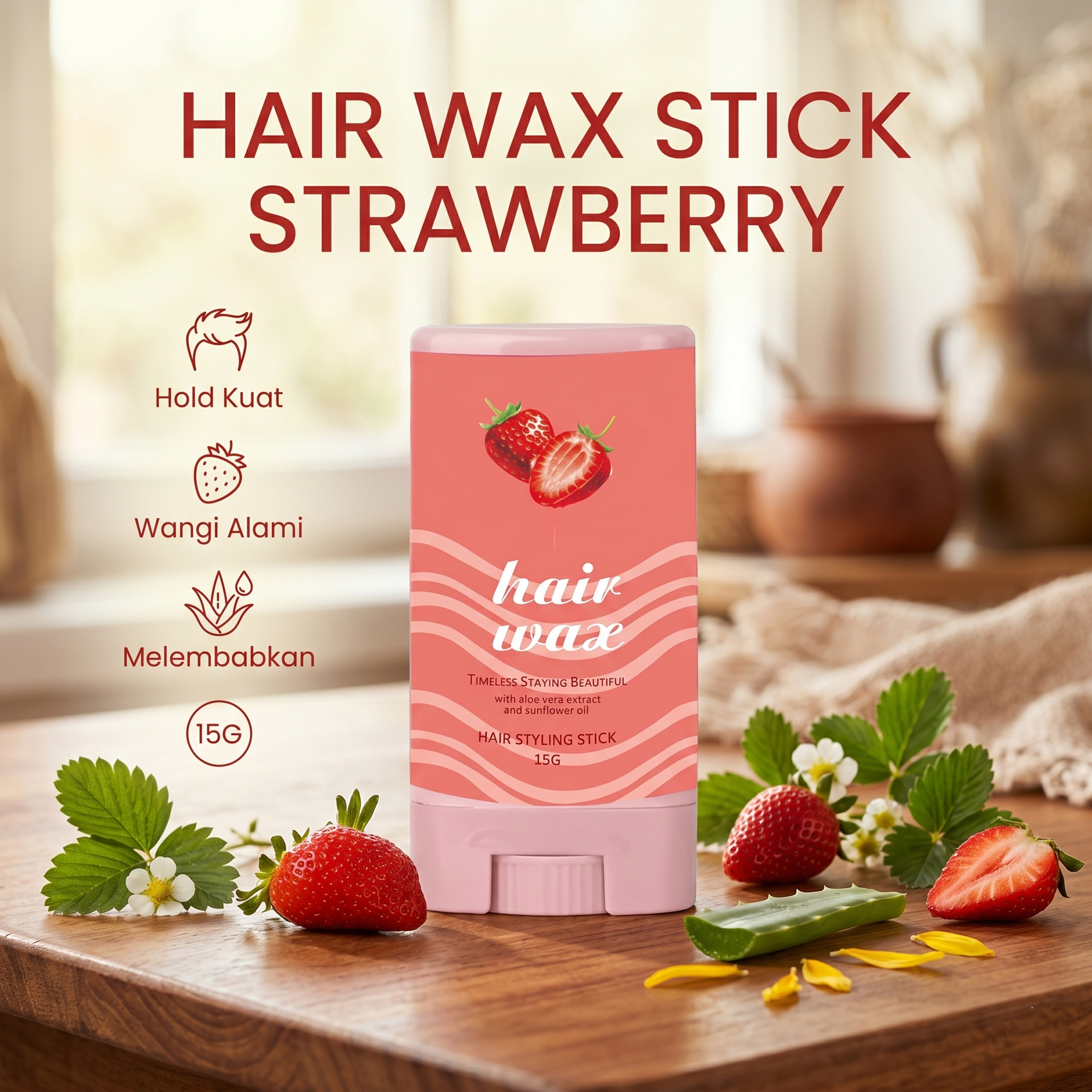 LALUNA Penata Rambut Hair Wax Stick Styling Pomade Breaking 15G Strawberry - L65 Gambar produk LALUNA Penata Rambut Hair Wax Stick Styling Pomade Breaking 15G Strawberry - L65 - Utama