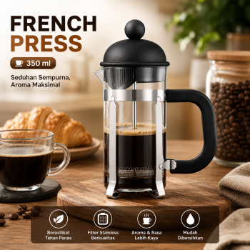 VIGOR French Press Coffee Maker Pot Plunger Borosilicate Glass 350ml - FS35