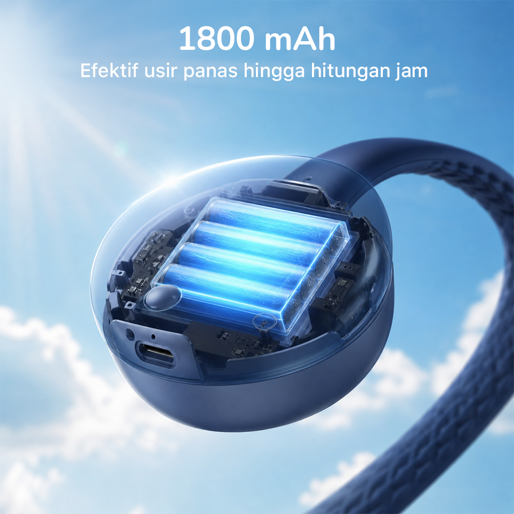 Sanhuo Kipas Leher Portable Flexible 3 Speed Rechargeable 1800mAh - 350 Gambar produk Sanhuo Kipas Leher Portable Flexible 3 Speed Rechargeable 1800mAh - 350 - 4