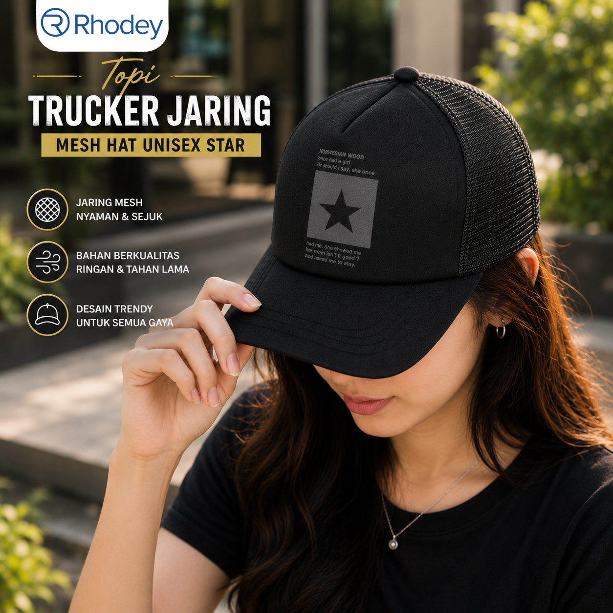 Rhodey Topi Trucker Jaring Mesh Hat Unisex Star - SMT-ZHL23 Gambar produk Rhodey Topi Trucker Jaring Mesh Hat Unisex Star - SMT-ZHL23 - Utama