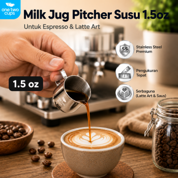 Gambar produk One Two Cups Milk Jug Pitcher Susu Latte Art Espresso Stainless Steel 1.5oz - S06HG