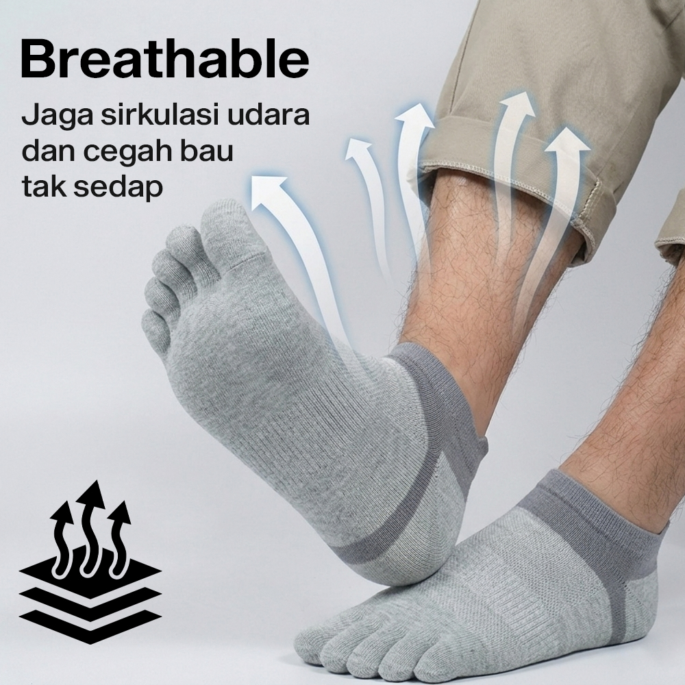 LUOYI Kaos Kaki Lima Jari Ankle Katun Breathable Olahraga Size 40-45 - T73001 Gambar produk LUOYI Kaos Kaki Lima Jari Ankle Katun Breathable Olahraga Size 40-45 - T73001 - 1