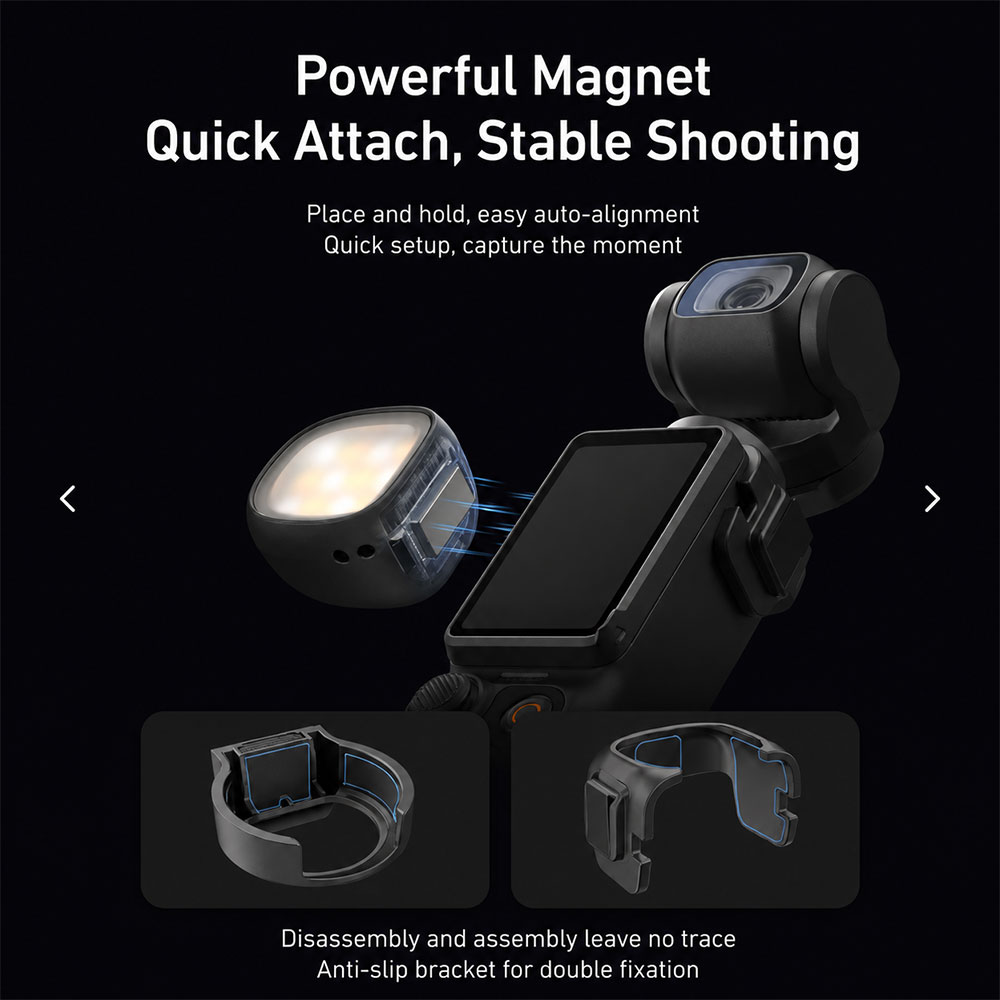TELESIN Magnetic Dual Mini Fill Light LED for DJI Osmo Pocket 4 - S5-BGD-23-TDJ Gambar produk TELESIN Magnetic Dual Mini Fill Light LED for DJI Osmo Pocket 4 - S5-BGD-23-TDJ - 4