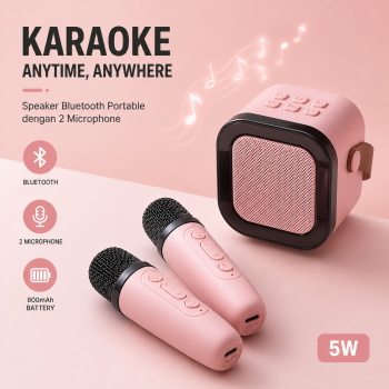 MEODY Speaker Bluetooth Karaoke Portable with 2 Microphone 5W 800mAh - K12