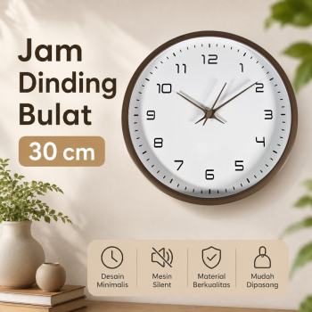 TaffHOME Jam Dinding Bulat Indoor Wall Clock Round Shape 30cm - MS40