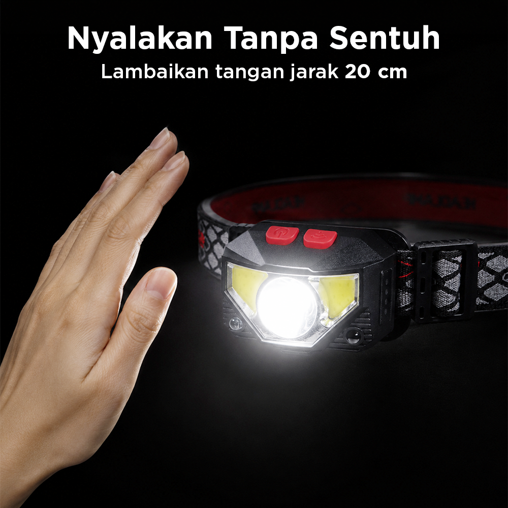 HOSPORT Senter Kepala Headlamp LED Dual Light IPX45 800 Lumens 3W - HE50 Gambar produk HOSPORT Senter Kepala Headlamp LED Dual Light IPX45 800 Lumens 3W - HE50 - 3
