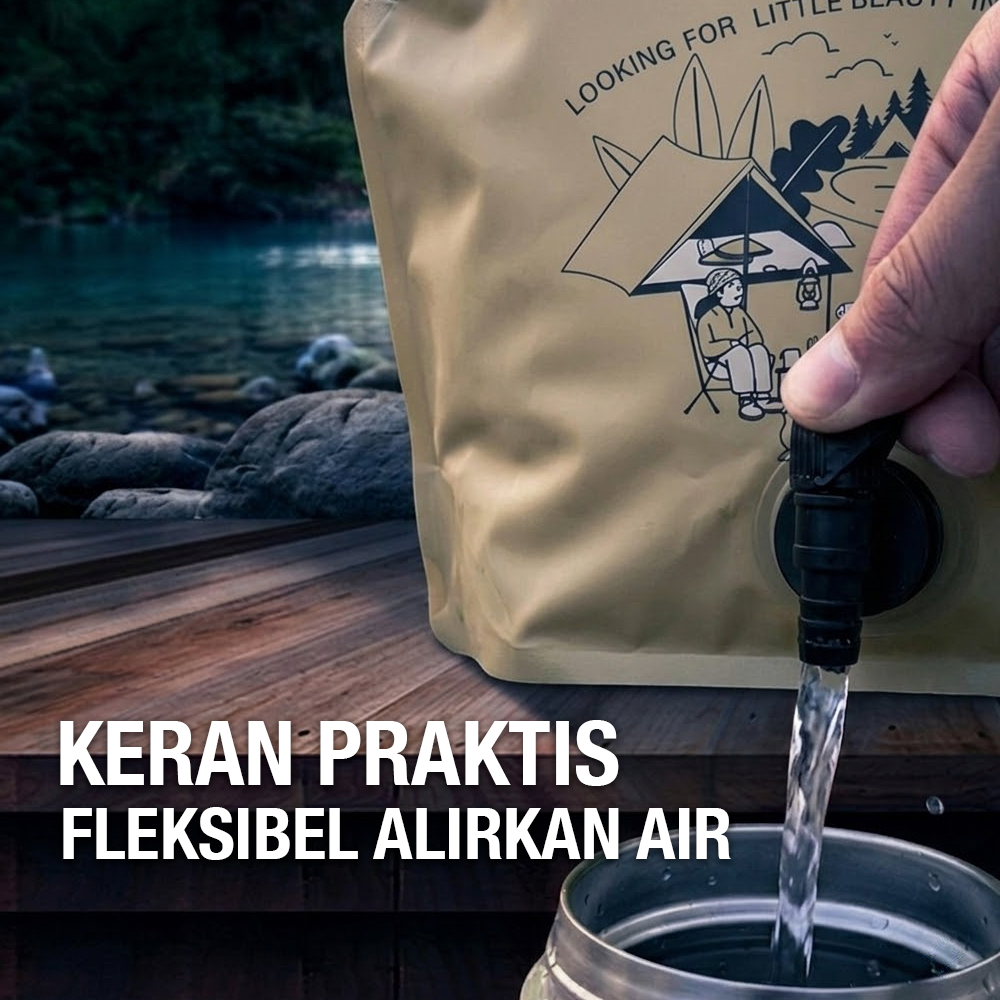 WATORU Kantong Air Minum Lipat Multifungsi Portable Water Bag Keran 8L - SD-8 Gambar produk WATORU Kantong Air Minum Lipat Multifungsi Portable Water Bag Keran 8L - SD-8 - 3