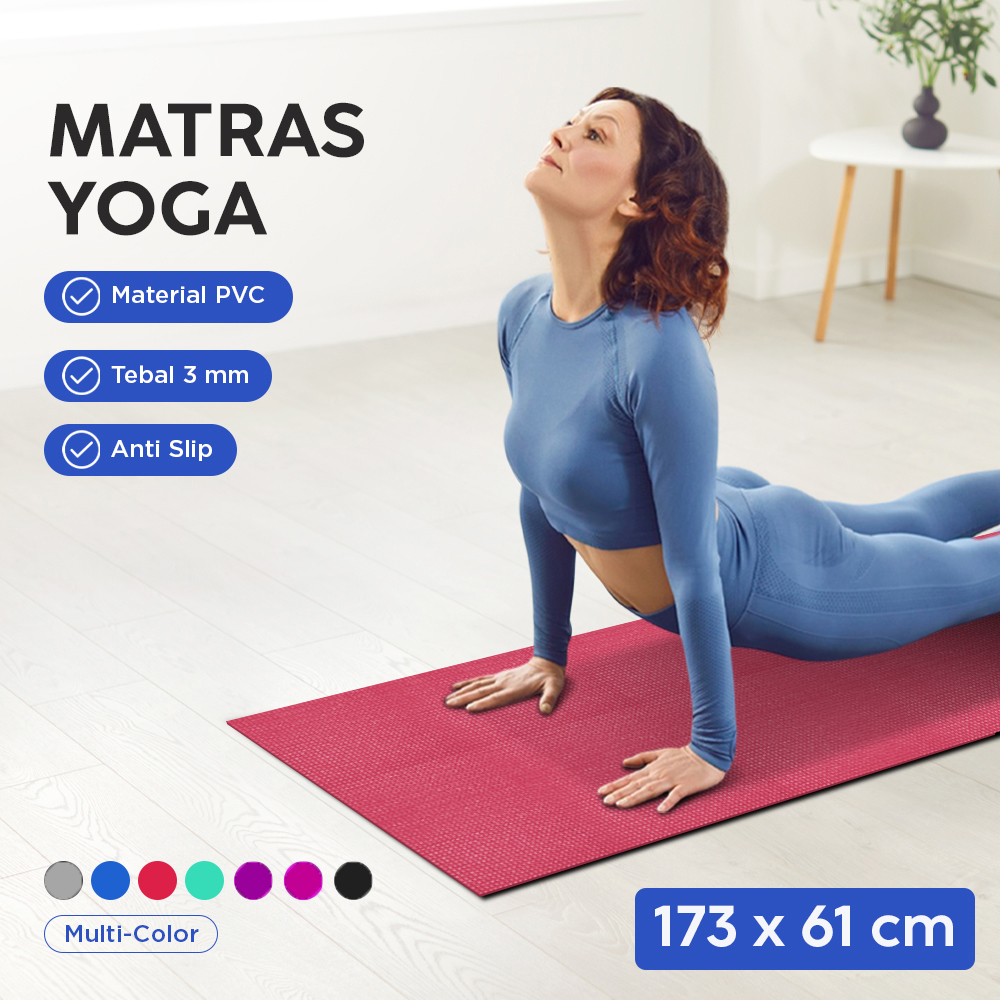 Matras Yoga Mat Pilates Anti Slip PVC 173x61cm - Q4 Gambar produk Matras Yoga Mat Pilates Anti Slip PVC 173x61cm - Q4 - Utama