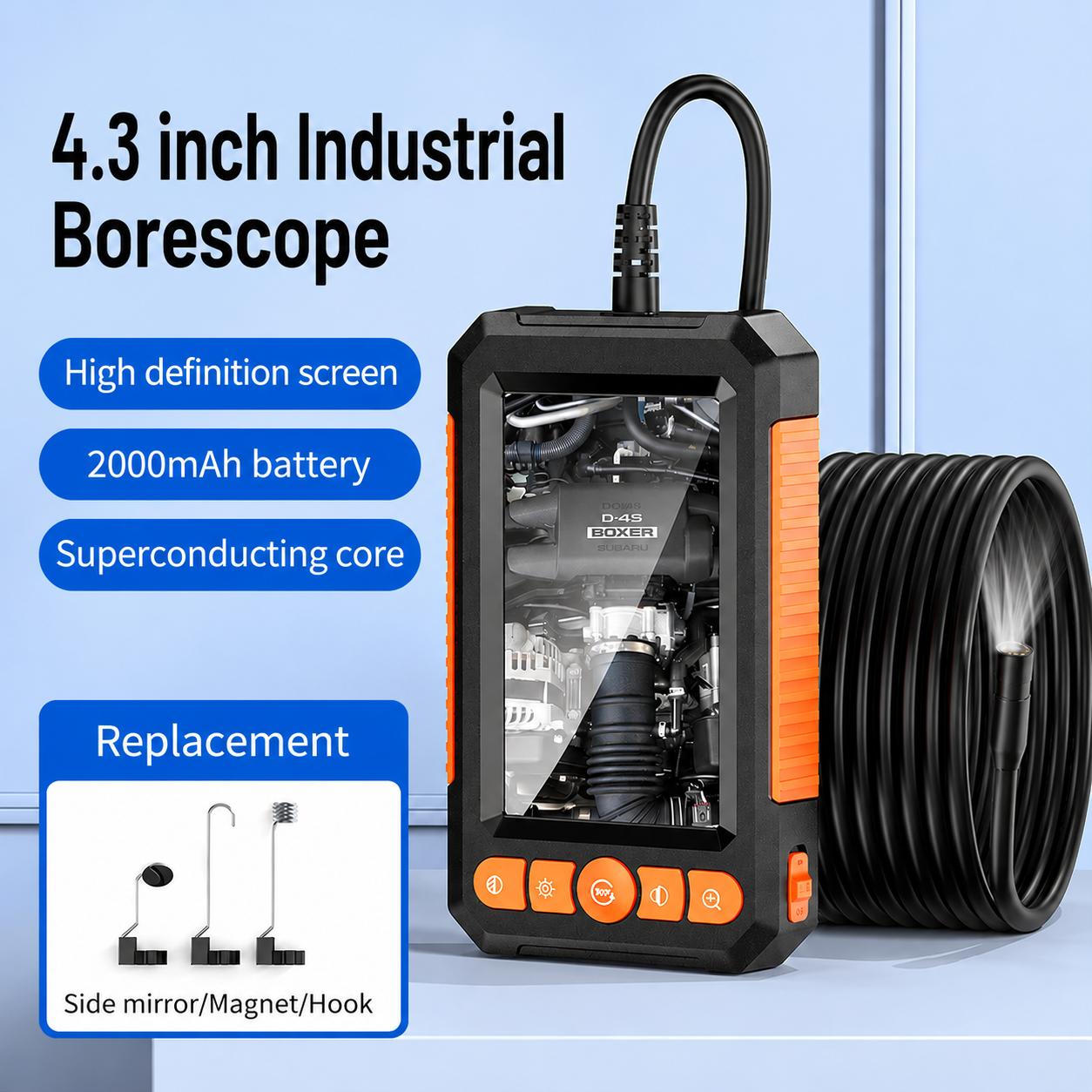 Taffware Kamera Endoskop Industrial Borescope 4.3 Inch 2MP 2000mAh 5M - C43 Gambar produk Taffware Kamera Endoskop Industrial Borescope 4.3 Inch 2MP 2000mAh 5M - C43 - Utama
