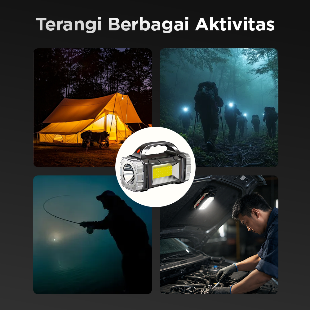 Rozoa Senter Camping Lampu LED COB Solar Power Bank Rechargeable - JY-2289 Gambar produk Rozoa Senter Camping Lampu LED COB Solar Power Bank Rechargeable - JY-2289 - 6
