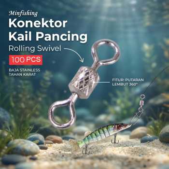 Gambar produk Minfishing Konektor Kail Pancing Rolling Snap Swivel Kili 100 PCS 6# - YH12