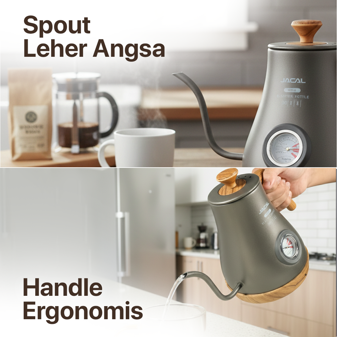JACAL Teko Listrik Kopi Pemanas Air Leher Angsa Pour Over 800W 1L - GL-205 Gambar produk JACAL Teko Listrik Kopi Pemanas Air Leher Angsa Pour Over 800W 1L - GL-205 - 4