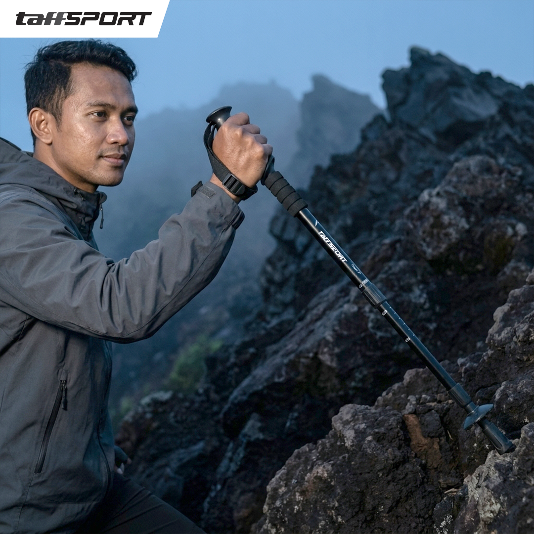 TaffSPORT Tongkat Hiking Telescopic Trekking Pole Aluminium 110cm - E4103 Gambar produk TaffSPORT Tongkat Hiking Telescopic Trekking Pole Aluminium 110cm - E4103 - 7