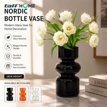 TaffHOME Vas Bunga Kaca Nordic Bottle Vase Flower Pot Home Decor 18cm - AM-18