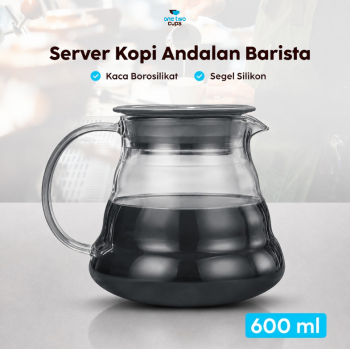 One Two Cups Coffee Server V60 Drip Pour Over Borosilicate Glass - SE101