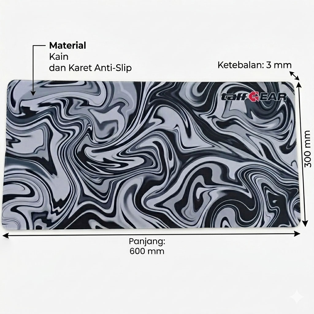 TaffGEAR Mouse Pad Gaming Fluid Marble Pattern Desk Mat 300x600x3mm - YL-750 Gambar produk TaffGEAR Mouse Pad Gaming Fluid Marble Pattern Desk Mat 300x600x3mm - YL-750 - 5