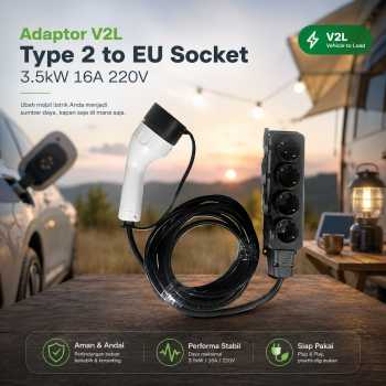 EVOLADO Adaptor V2L Mobil Listrik Type 2 to EU Socket 3.5kW 16A 220V - EDC07